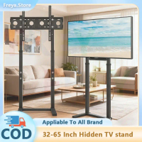 Penyangga TV Tersembunyi 32-65 inci, Ketinggian Boleh Laras, Penyangga Lantai TV LED LCD Universal,
