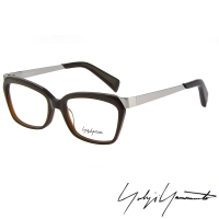【Y-3 山本耀司】Yohji Yamamoto時尚斜方框金屬混搭造型光學眼鏡(咖啡-YY1014-108)