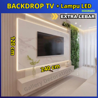 Backdrop TV Minimalis Modern Free Lampu LED | Panel Dinding TV Elegan | Dekorasi Ruang Tamu Mewah