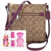 COACH 葡萄紫色大C PVC斜背包+MOSCHINO 品牌經典隨身小香水