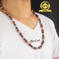 Kalung Kesehatan Kayu Kaukah Kokka Kokkah ASLI Coklat Arab Turki model Oval mix Batu Akik Alam Krist