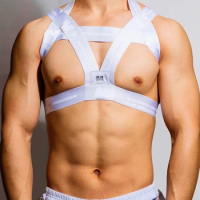 Solid Black White Lingerie Man Sexual Body Chest Harness Belt Strap Punk Rave Costumes Harness Men Gay Clothing Party