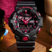 CASIO 卡西歐 G-SHOCK 經典黑紅時尚雙顯腕錶 禮物推薦 畢業禮物 53.4mm / GA-700BNR-1A
