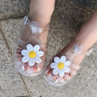 Summer New Girls' Little Chrysanthemum Children's Shoes Jelly Princess Baotou Baby Roman Shoes