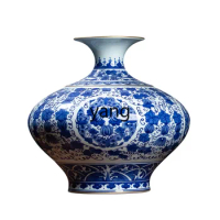 L'm'm Ceramic Vase Hand Painted Blue and White Porcelain Bottle Living Room Curio Shelves Decoration New Chinese Style