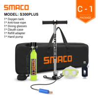 SMACO-Mini Scuba Diving Tank Equipment, S300Plus, Cylinder with 10 Minutes Capability, 0.5 Litre Capacity, Refillable Design