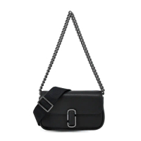 【MARC JACOBS 馬克賈伯】THE J MARC MINI牛皮翻蓋兩用包(迷你/黑銀)
