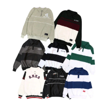 Rocket Queen Rugby Shirt Oversize Black Green crewneck cowok Bordir Kancing Polo Pria Kerah