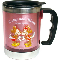 大賀屋 日貨 米奇 米妮 不鏽鋼 杯子 附 杯蓋 蓋子 咖啡杯 啤酒杯 馬克杯 Disney 迪士尼 J00012011