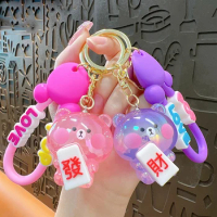 Cute Colorful Jelly Bear Keychain Charm Get Rich Bear Pendant Keyring For Women Bag Car Phone Key Chains Accessories Kids Gift
