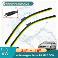 Car Wiper Blades For Volkswagen Jetta A6 MK6 5C6 2011-2019 Windshield Windscreen Front Window Blades 24"+19" Car Accessories