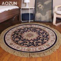 新疆純羊毛手工圓地毯客廳歐式地墊簡約現代臥室床邊圓形地毯腳墊