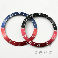 38mm Aluminum Blue Red Black Ring GMT Diver's Style Watch Bezel Insert For 40mm Watch Cases Diving Bezel Ring Replace Accessory