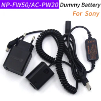 18W fast Charger+USB DC Cable+NP FW50 AC-PW20 Dummy Battery for Sony ZV-E10 A6000 A6300 A7000 A6500 A7II A7R A7RII A7S RX10II