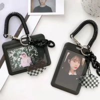 Ins Photocard Holder Transparent Acrylic Photo Albums Kpop Idol Photo Holder ID Bank Bus Card Protector Student Pendant Keychain