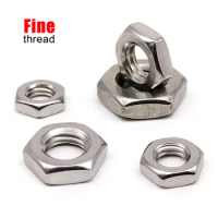 5/10pcs DIN439 GB6172 Fine Thread 304 A2-70 Stainless Steel Hex Hexagon Thin Nut Jam Nut M6 M8 M10 M12 M14 M16