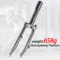 New Folding Bike Fork For Brompton Threaded Head Front Fork Titanium Chrome Steel BMX Bicycle Parts