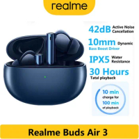 Original Realme buds air 3 Bluetooth 5.2 long battery life Earphone 42dB Active Noice Cancelling Headphone IPX5 Water