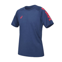 ASICS 男短袖T恤-台灣製 吸濕排汗 慢跑 路跑 運動 上衣 亞瑟士 K12047-50 深藍紅