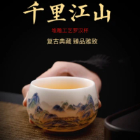 Tea Cup Teacup Mug Ceramic Akadama on-glazed Chinese White Porcelain Hand-painted Gifts Coffeeware Teaware Ceremony Tibetan Blow
