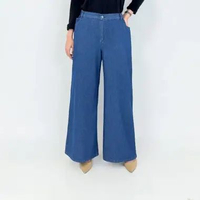 LEZAHRASIGNATURE Linda Wide Leg Denim Pants - Celana Panjang Wanita OOTD HIjab Fit XXL Kulot Soft Je