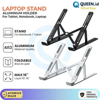 QUEEN Stand Holder Laptop Notebook Tablet 10-16" Inch Universal Foldable Adjustable Aluminium SILVER