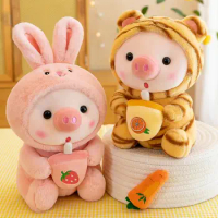 Bubble Pig Plush Toy Stuffed Animal Bunny Frog Unicorn Tiger Pillow Cup Milk Tea Boba Plushies Doll Birthday Gift Cuddly Baby