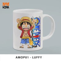 KIRA Mug Anime Chibi Mini One Piece Mugiwara Luffy/Zoro/Sanji/Jinbei/Usop/Franky  - Hampers Kado Gif