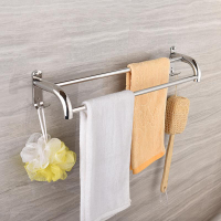 吸掛在玻璃上的毛巾架置物架網紅可愛廁所浴室涼毛巾桿雙層免打孔