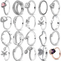 New 925 Sterling Silver Rings Stackable Infinite Heart Flower Crown For Women Original Silver 925 Wedding Ring Jewelry Gift