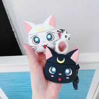 Cute 3D Cartoon Cat Design Silicone Protective Case For Airpods 1/2/Pro - Keep Your Earphones Safe!