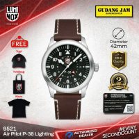 Luminox 9521 Air Pilot P-38 Lighting 42mm Leather Strap Jam Tangan Pria Sporty Tahan Air Outdoor Ana