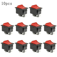 สวิตช์โยกไฟแดง 4 ขา ON/OFF รุ่น KCD4 จำนวน 10 ชิ้น กระแสไฟฟ้า 15A/250V และ 20A/125V AC