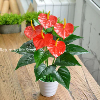 50cm Artificial Monstera Leaves Home Plastic Palm Fronds Fake Anthurium Greenery Tree Big Herb Plant For Garden Outdoor Decor