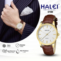 HALEI IND 575 M - Bergaransi Jam Tangan Pria Tali Kulit Jamin Anti Air