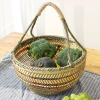 家用竹編竹籃手提籃子手工雞蛋竹編制品水果菜籃廚房收納筐購物籃