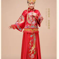 New Phoenix Chinese Wedding dress Woman Traditiona Tang Hanfu Spring Red