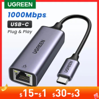 UGREEN USB Ethernet 1000Mbps USB C to RJ45 Lan Thunderbolt 3 for Laptop PC MacBook Samsung Windows Type C Network Card Internet