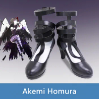 Puella Magi Madoka Magica Akemi Homura Cosplay Costume Shoes Anime Handmade Faux Leather Boots High Heeled Shoes