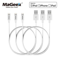 MaGeek [3-Pack] 1m MFi Certified Lightning to USB Mobile Phone Cables for iPhone 12 11 X 8 7 6 6s 5 iPad 4 mini Air iOS 8 9 10