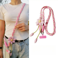 Tali Lanyard Telefon, Tali Gantung Silang Berputar Bunga, dengan Tab Tether, Tali Telefon Bimbit Sej