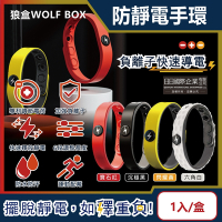 狼盒WOLF BOX-負離子導電快速高密度親膚矽膠防水防汗超強防靜電手環1入/盒(6段調整長度輕鬆穿戴)