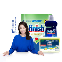 【finish 亮碟】洗碗機零添加洗碗凝珠100顆+光潔潤乾劑400ml+機體清潔劑250ml(3入組)