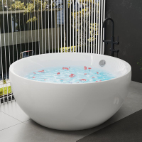 【可開發票】圓形獨立浴缸一體無縫酒店民宿家用網紅亞克力浴盆雙人大空間浴缸