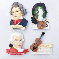 European and American Cultural Tourism Souvenirs Famous Musician Austria Mozart Germany Beethoven 3D Fridge Magnet Souvenir