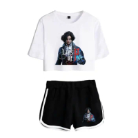 Summer Women's Sets Hot Game Lies of P Short Sleeve Crop Top + Shorts Sweat Suits Women Tracksuits Two Piece Outfits Streetwear