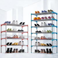 Simple Shoe Rack Steel Tube Frame 3 4 5 7 Layers Shoes Storage Shelf Hallway Detachable Shoe Organizer Space Saver