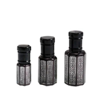 3ml 6ml 12ml Glass Roll On Bottle Black Luxury Perfume Deodorant Vials Stick Rod Lid Hexagonal Essential Oil Roller Bottle 50pcs