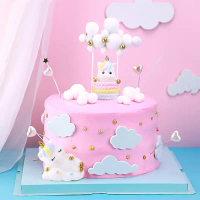 Topper awan pom pom awan gabus set hiasan cake Kue