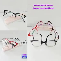 Kacamata baca plus bisa lensa minus dan cylinder frame kecil full tangkai metal plus 175 merah